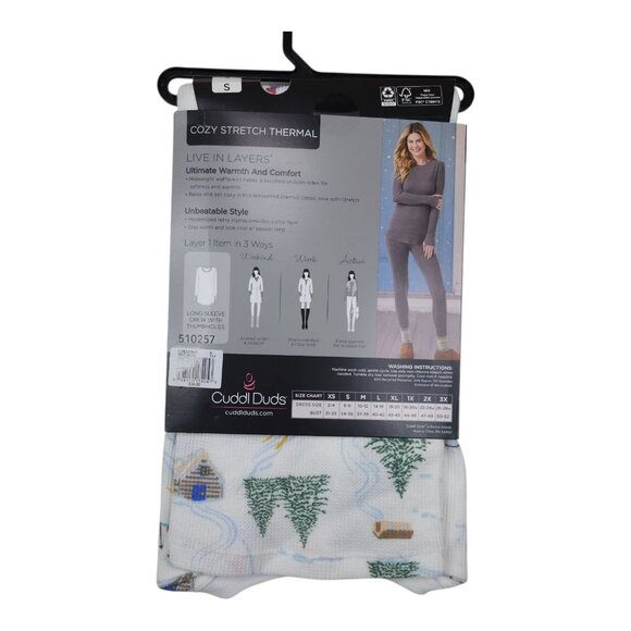 Cuddl Duds Cozy Stretch Thermal Long Sleeve Crew Small Thumbholes Womens Top - Picture 5 of 10